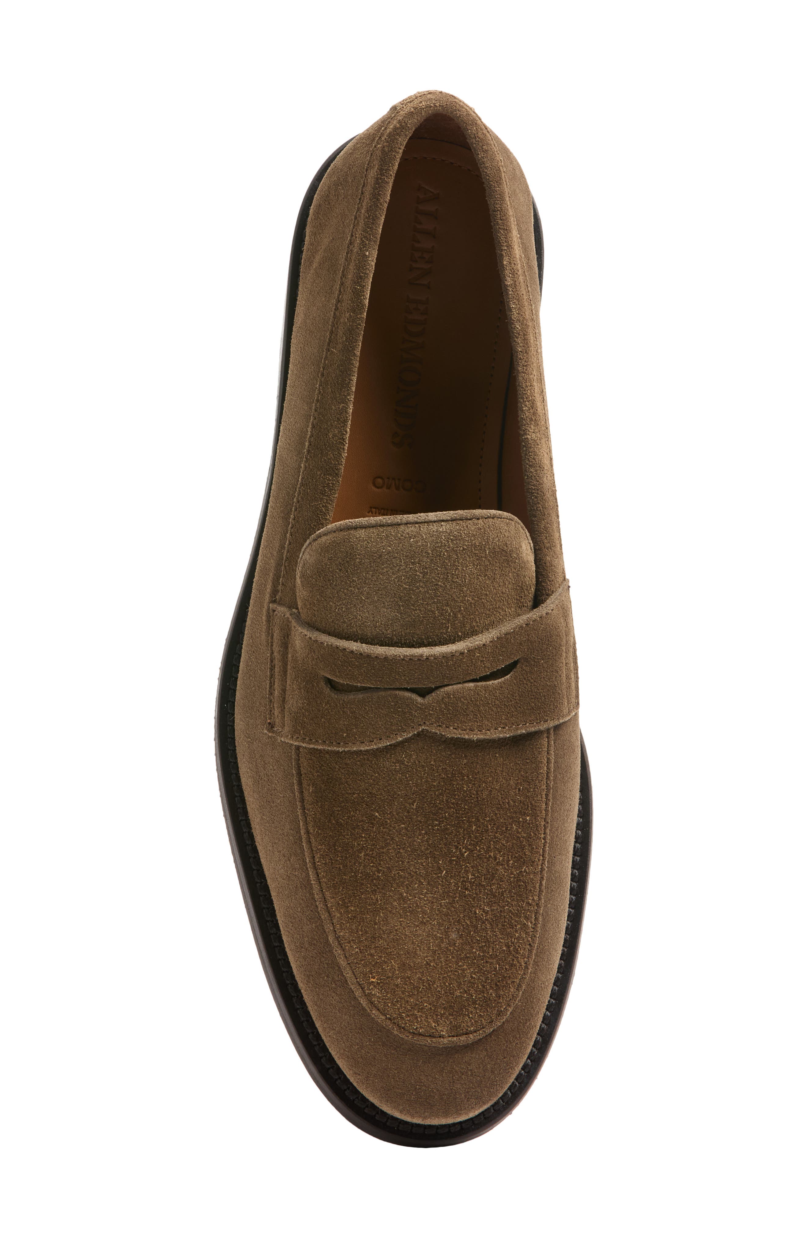 Como Suede Penny Loafer, Alternate, color, DARK OLIVE