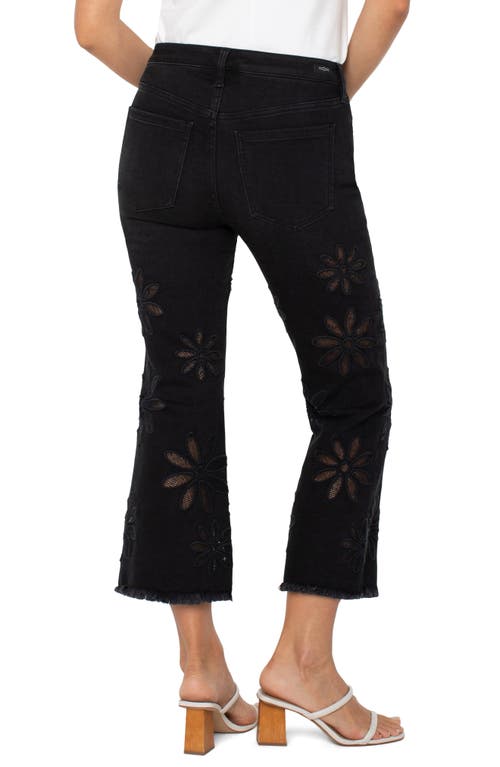 Shop Liverpool Los Angeles Hannah Floral Frayed Crop Flare Jeans In Black Daisy