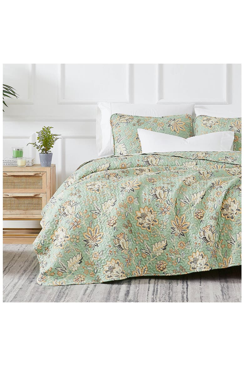 Jacobean Willow Oversize Quilt Set, Alternate, color, GREEN