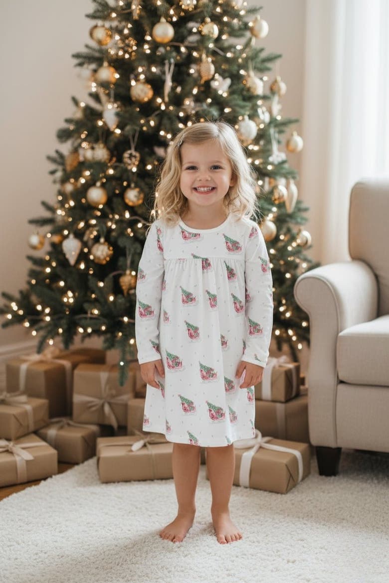 Playtime Dress Red Merry Sleighs, Alternate, color, Red