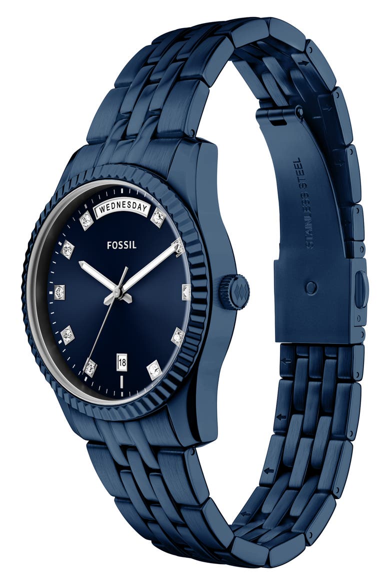 Scarlette Crystal Marker Navy Bracelet Watch, 34mm, Alternate, color, BLUE