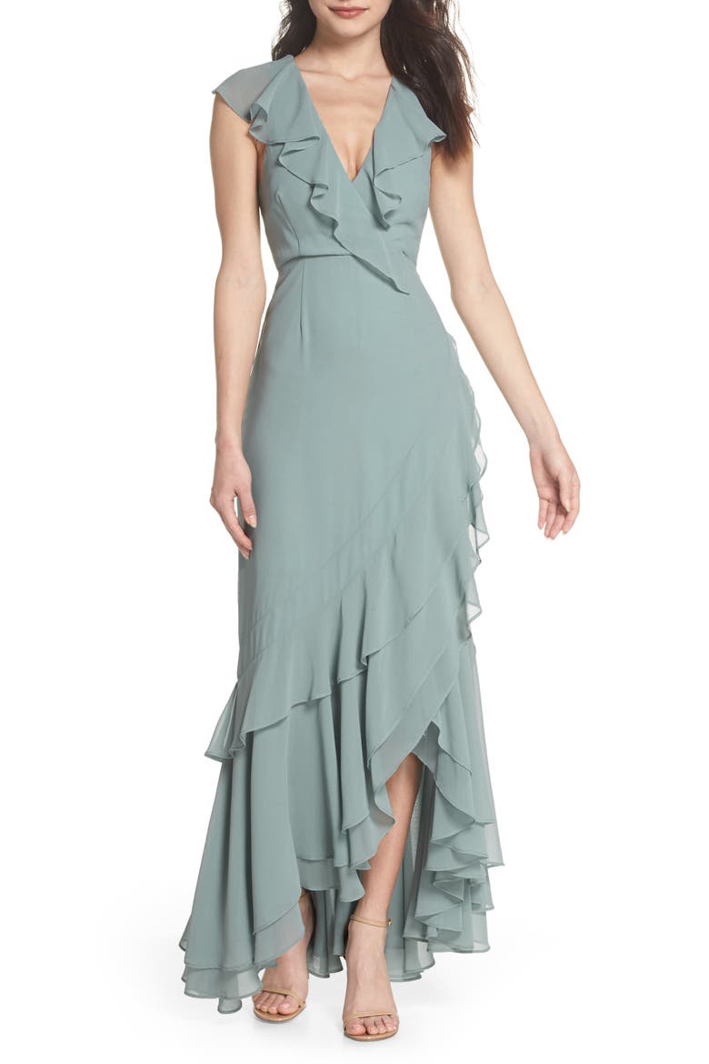C/MEO Be About You Ruffle Gown, Main, color, SAGE