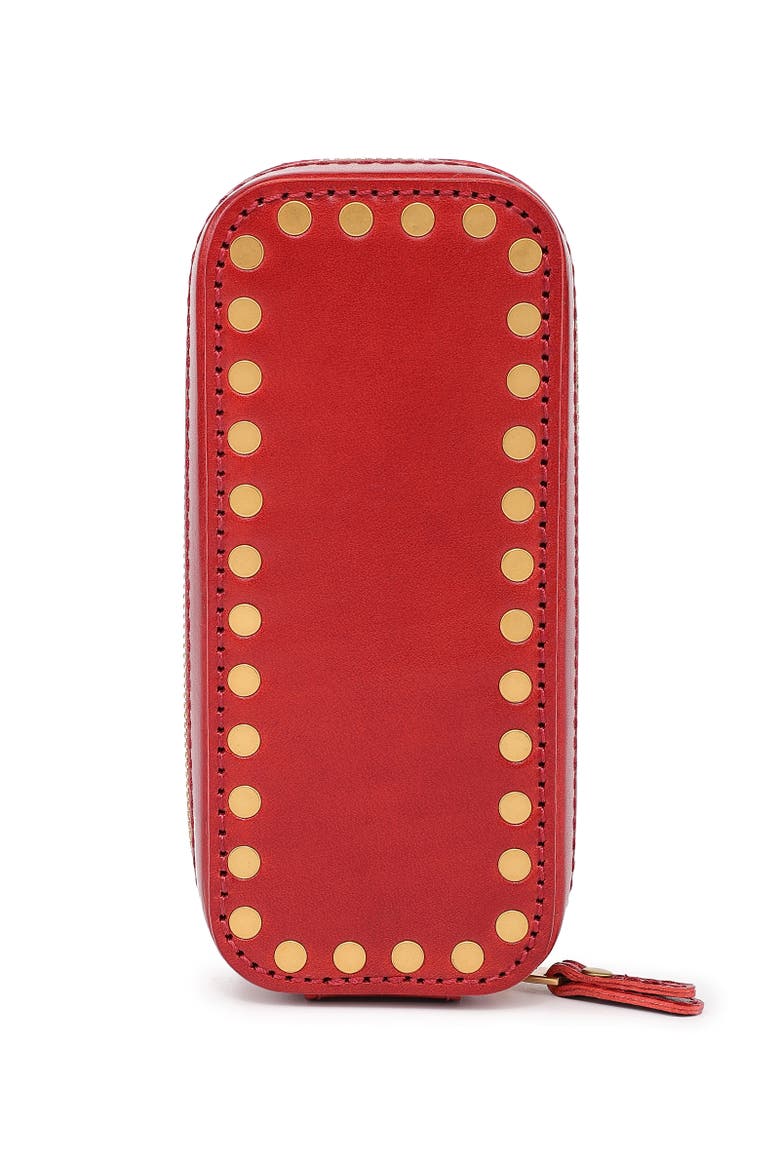 Oblong Genuine Leather Jewelry Box, Main, color, Burgundy