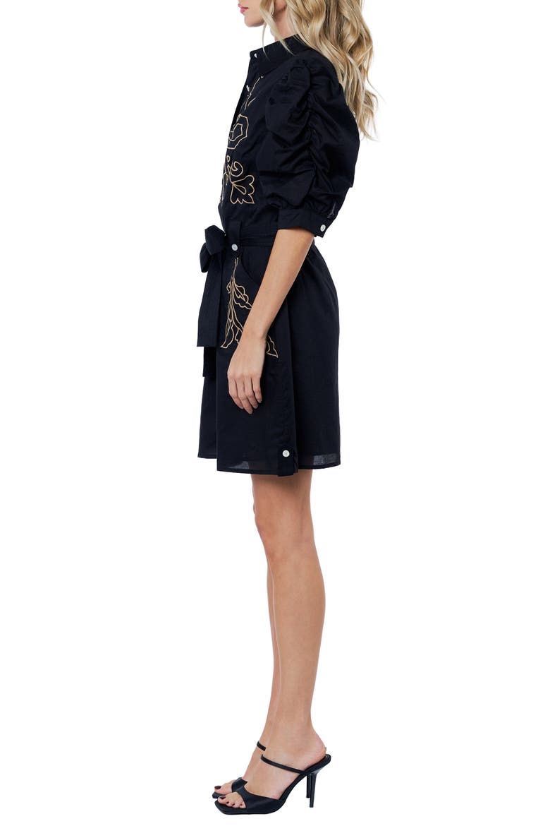 Lucy Embroidered Minidress, Alternate, color, BLACK
