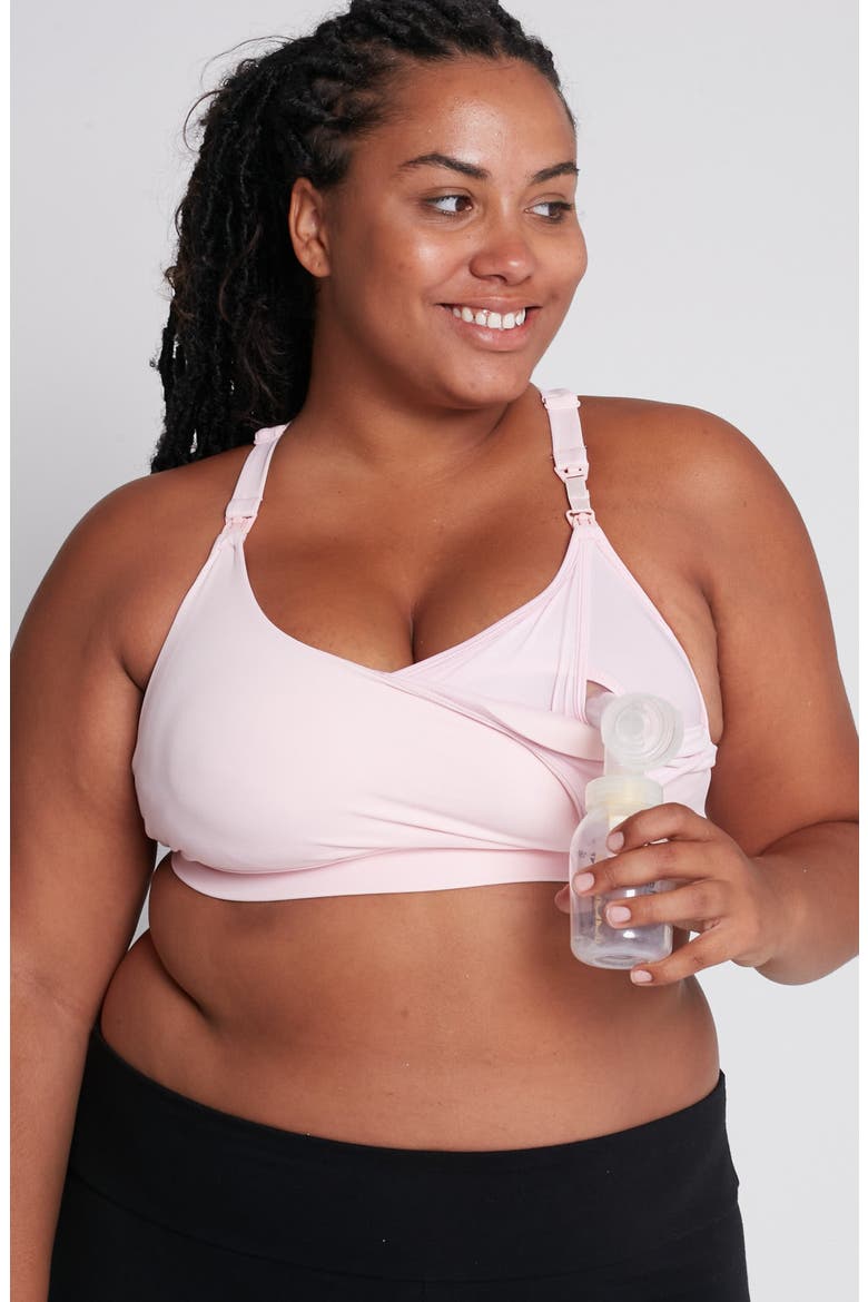 Oceane 4 Medium Support Nursing and Hands Free Pumping Sports Bra, Alternate, color, Blush Pink