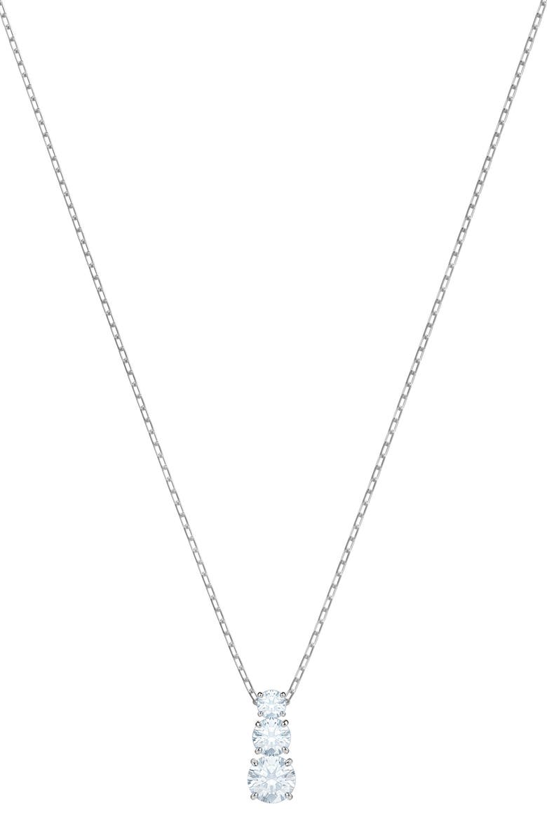 Swarovski Stilla Pendant Necklace, Main, color, Silver / Clear Crystal