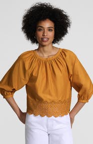 Lands' End Gathered Eyelet Top