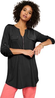 Roaman's Zip Front Ultrasmooth® Fabric Tunic