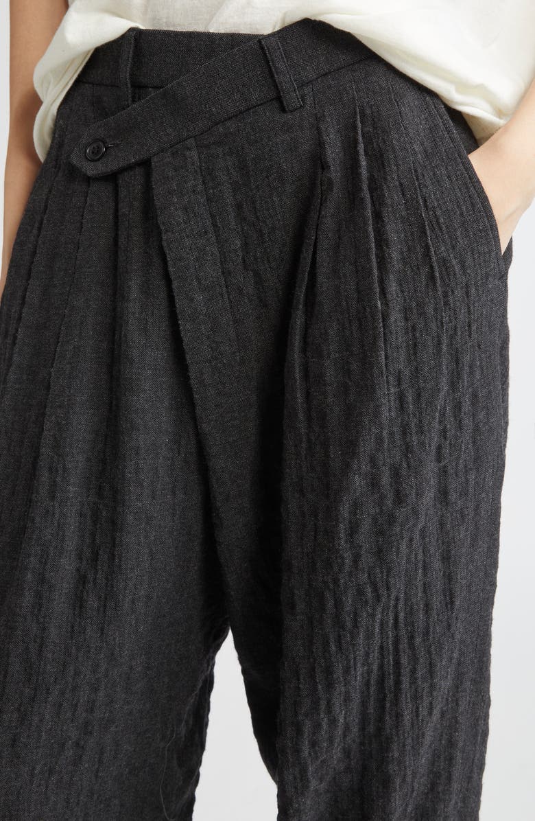 R13 Triple Pleat Crossover Trousers, Alternate, color, Charcoal