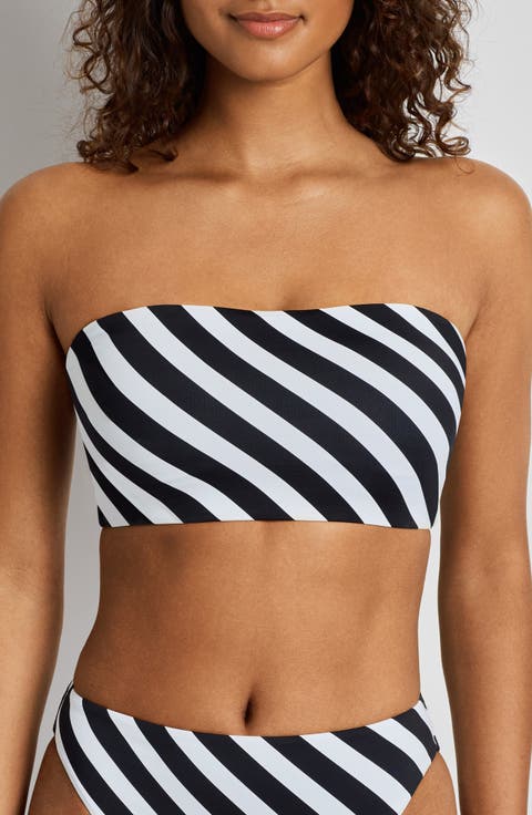 Stripe Longline Bandeau Bikini Top