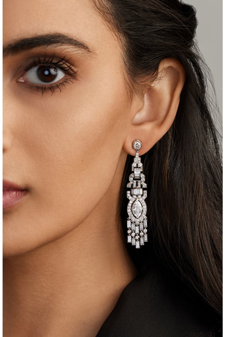 Haute Joaillerie Platinum Diamond Drop Earrings, Alternate, color, PLATINUM/ DIAMOND