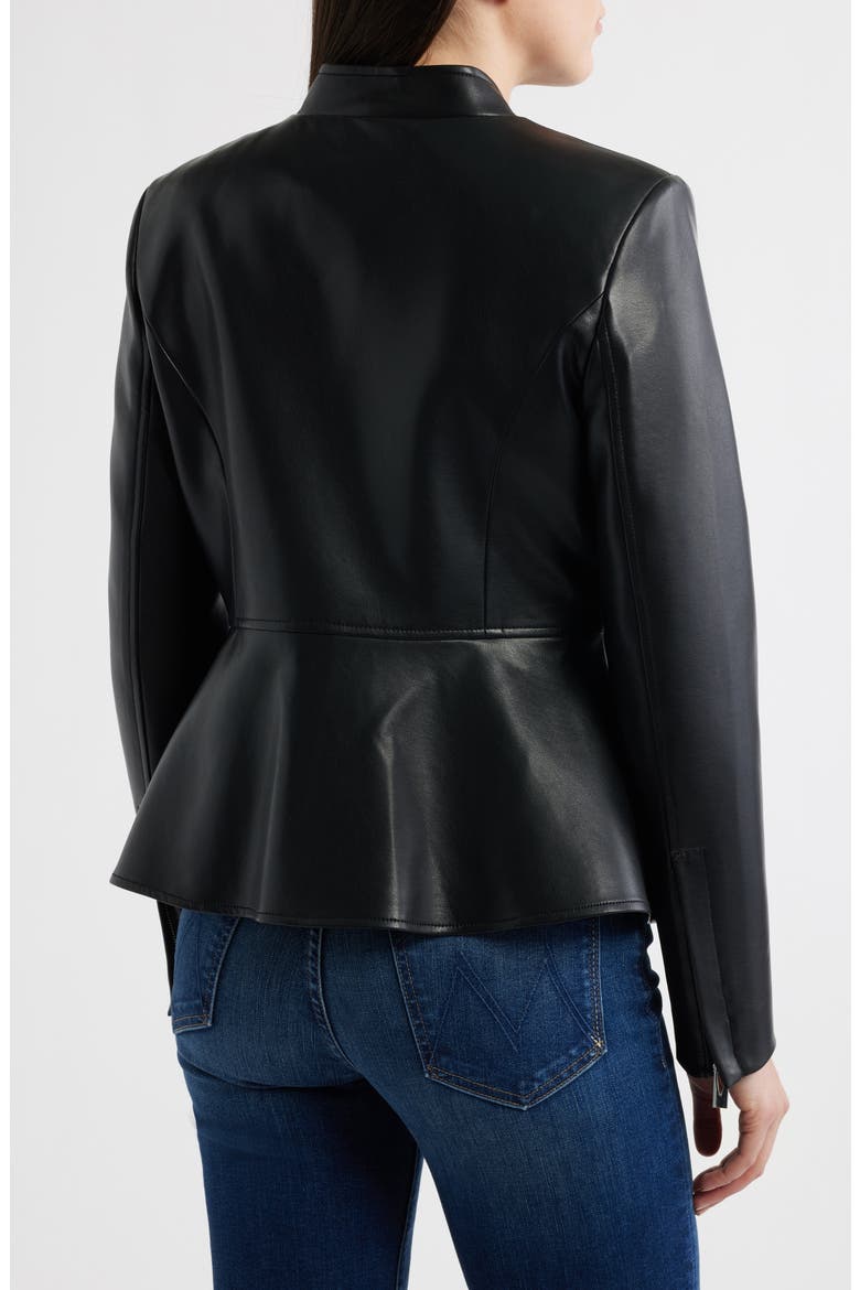 Zip Front Faux Leather Jacket, Alternate, color, BLACK