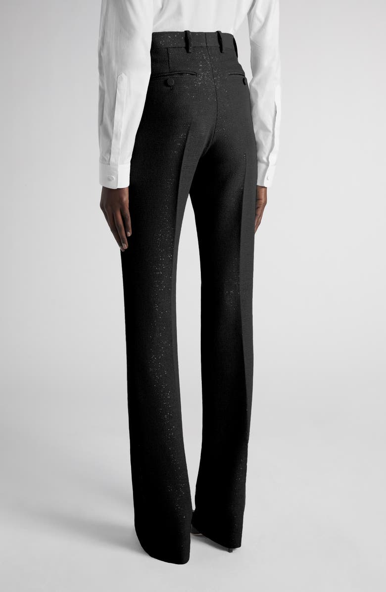 TOM FORD Tailored Sequin Wool Blend Crepe Straight Leg Pants, Alternate, color, Black