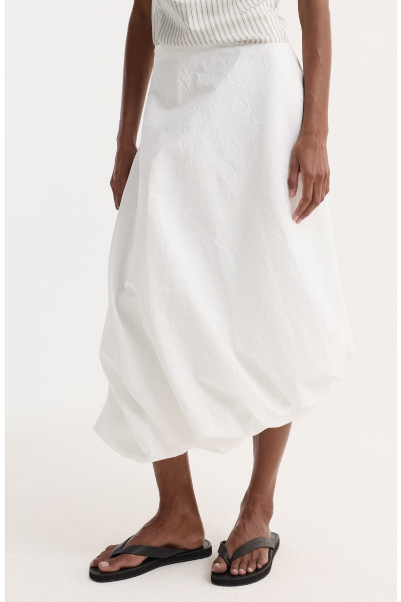 Twisted Crushed Cotton Blend Midi Skirt, Main, color, OPTIC WHITE