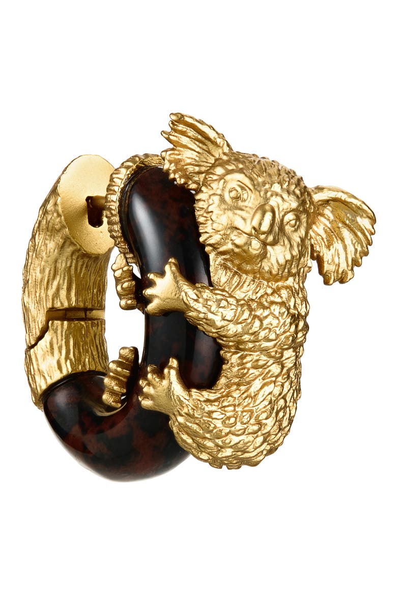 Mira Koala Hoop Earrings, Alternate, color, GOLD/ RED