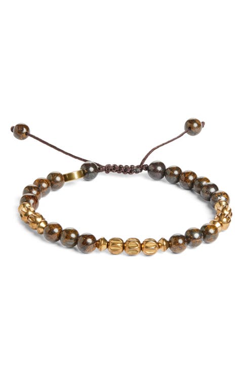 Men's Semiprecious Stone Beaded Slider Bracelet