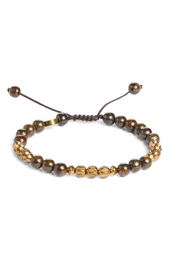 Caputo & Co Semiprecious Stone Beaded Slider Bracelet In Bronzite