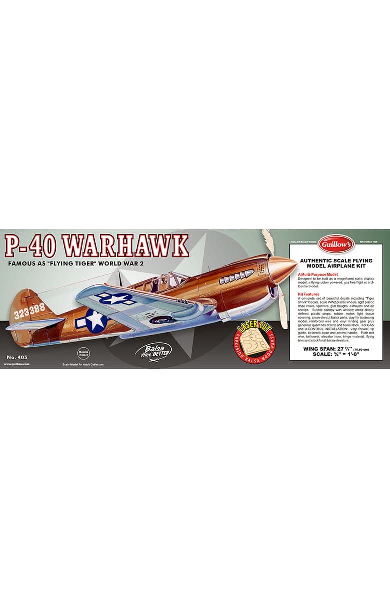 Guillow's P40 Warhawk Laser Cut Model Kit, Alternate, color, Multicolored