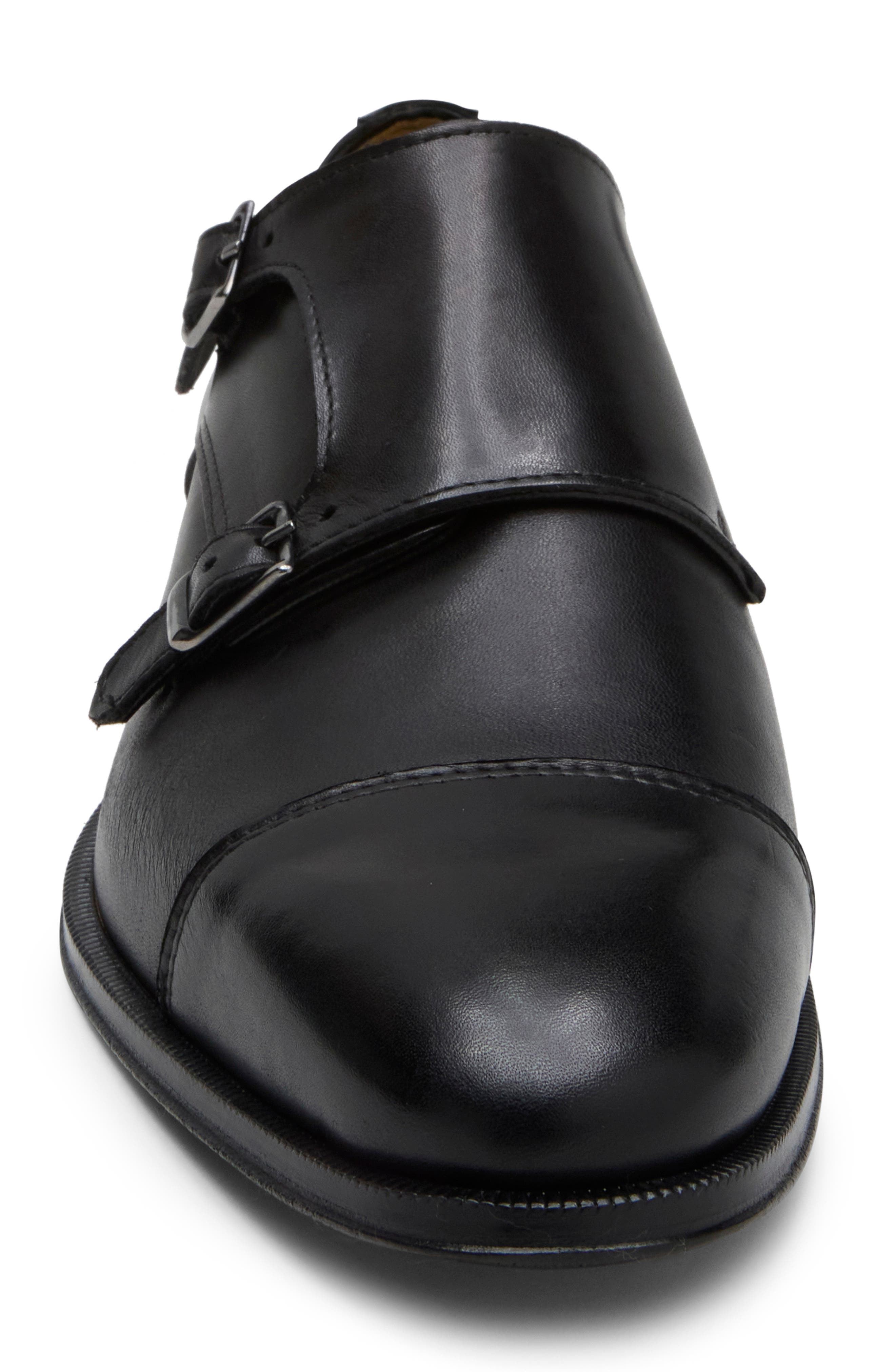 Montgomery Double Monk Strap Leather Shoe, Alternate, color, CRUST PAOLO BLACK