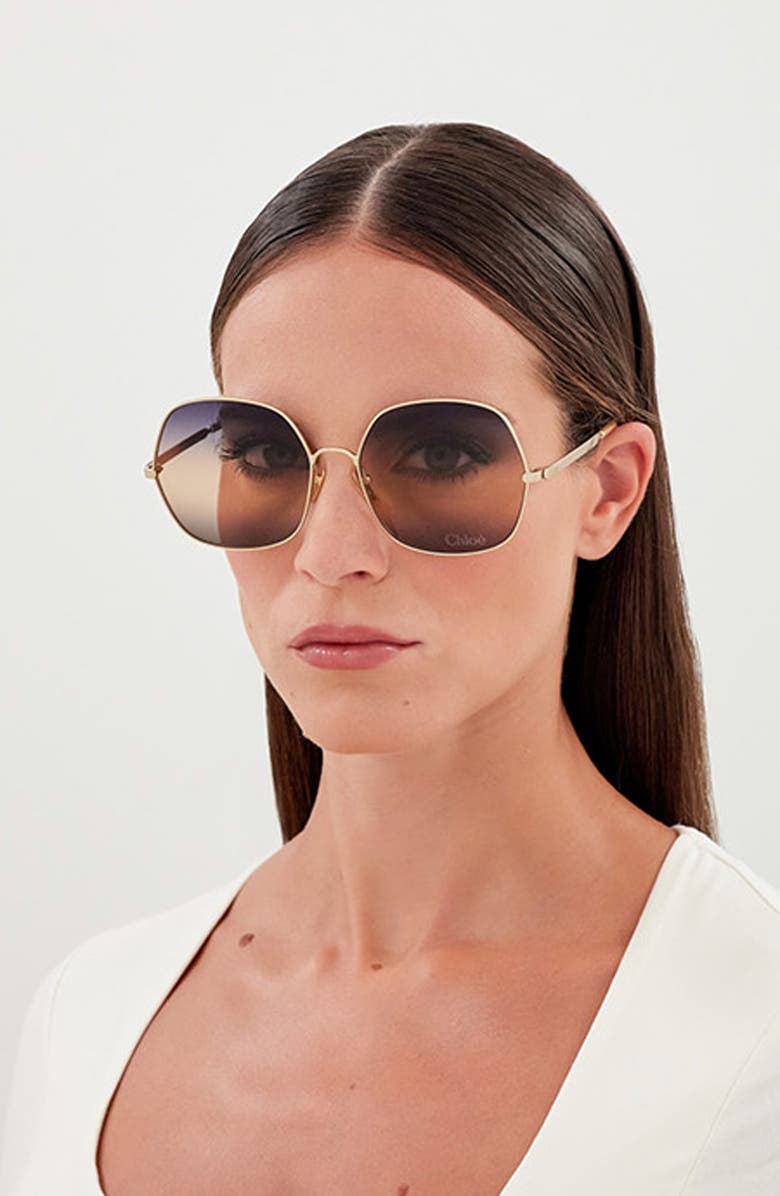 Chloé 60mm Gradient Square Sunglasses, Alternate, color,