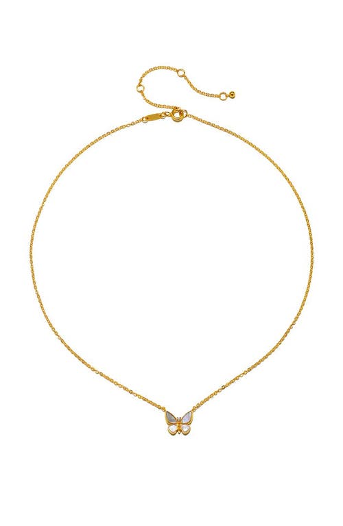 Satya Jewelry Renewed Hope Pearl Butterfly Necklace In Gold