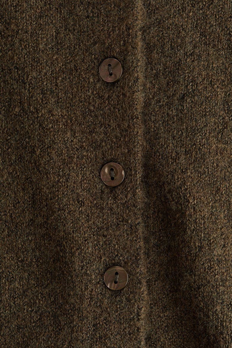 Bouclé-Knit Cardigan, Alternate, color, Dark khaki green
