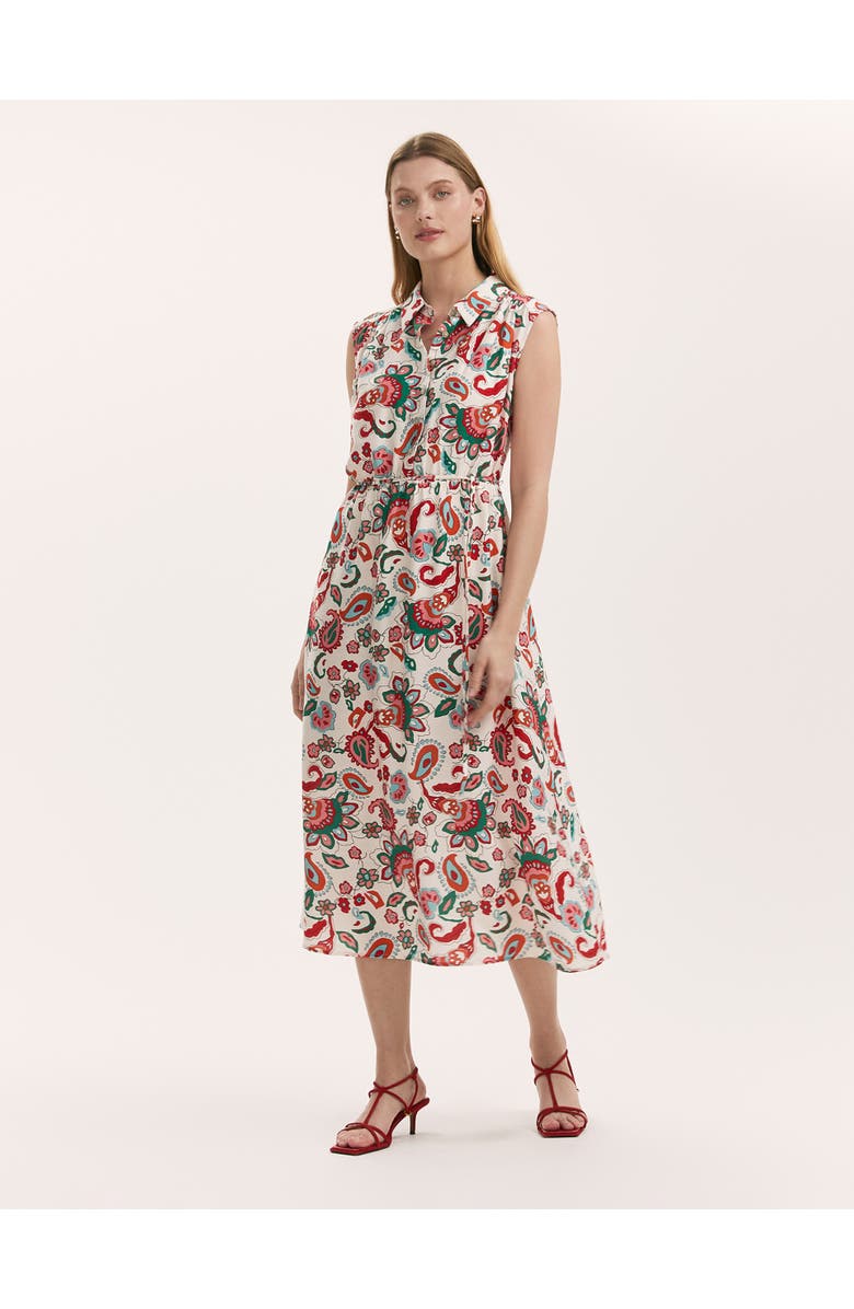 Finery London Alida Floral Midi Shirt Dress, Main, color, Ivory Paisley