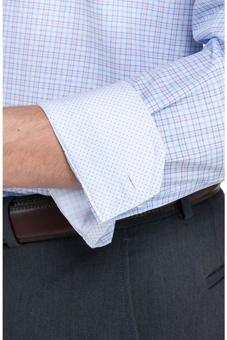 Slim Fit Microcheck Performance Dress Shirt, Alternate, color, WHITE/ BLUE