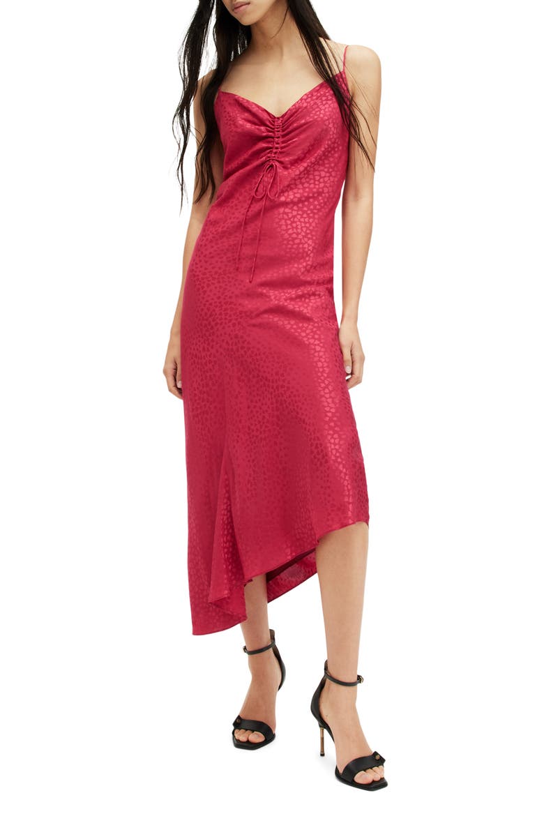 Alexia Heart Jacquard Asymmetric Slipdress, Main, color, BERRY PINK
