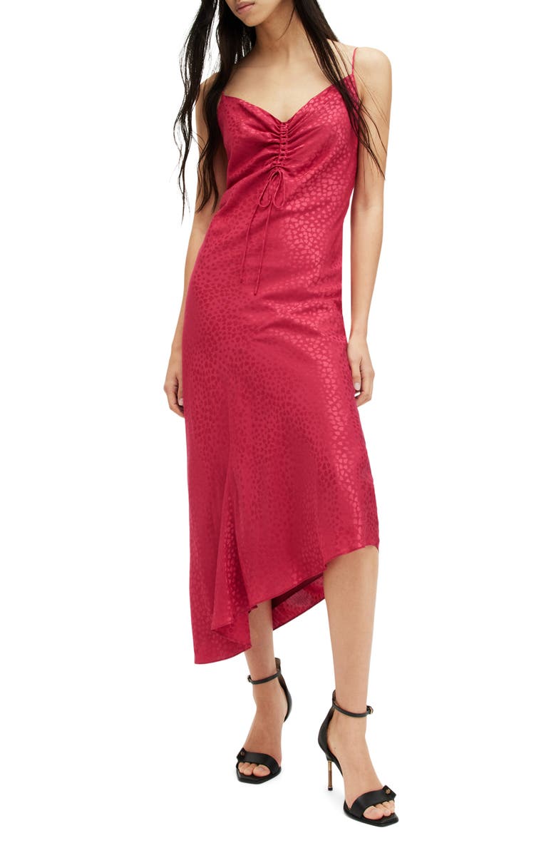 AllSaints Alexia Heart Jacquard Asymmetric Slipdress, Main, color, 