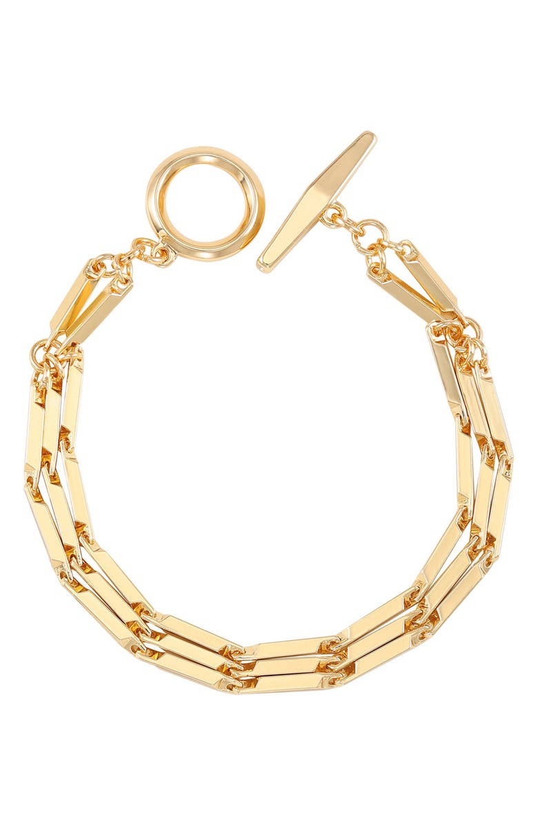 Vince Camuto Faceted Bar Link Toggle Bracelet, Main, color, Gold Tone