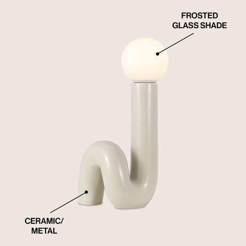 Jonathan Y Katya 18" Scandinavian Minimalist Ceramic Spiral Tube Led Table Lamp In Light Gray