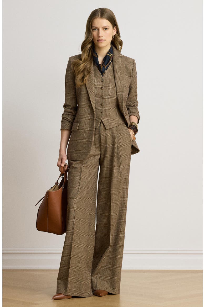 Glen Plaid Wool Blazer, Alternate, color, BROWN/ MULTI