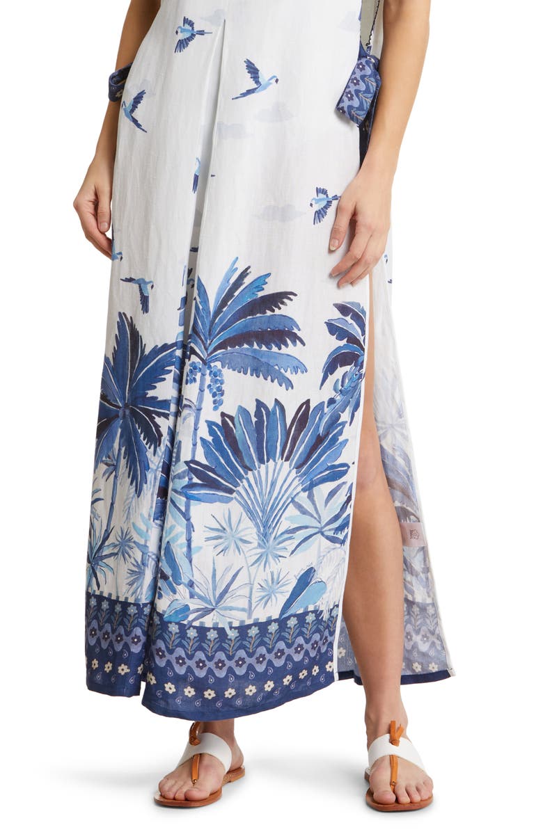 FARM Rio Dream Sky Palm Print Cover-Up Maxi Dress, Alternate, color,