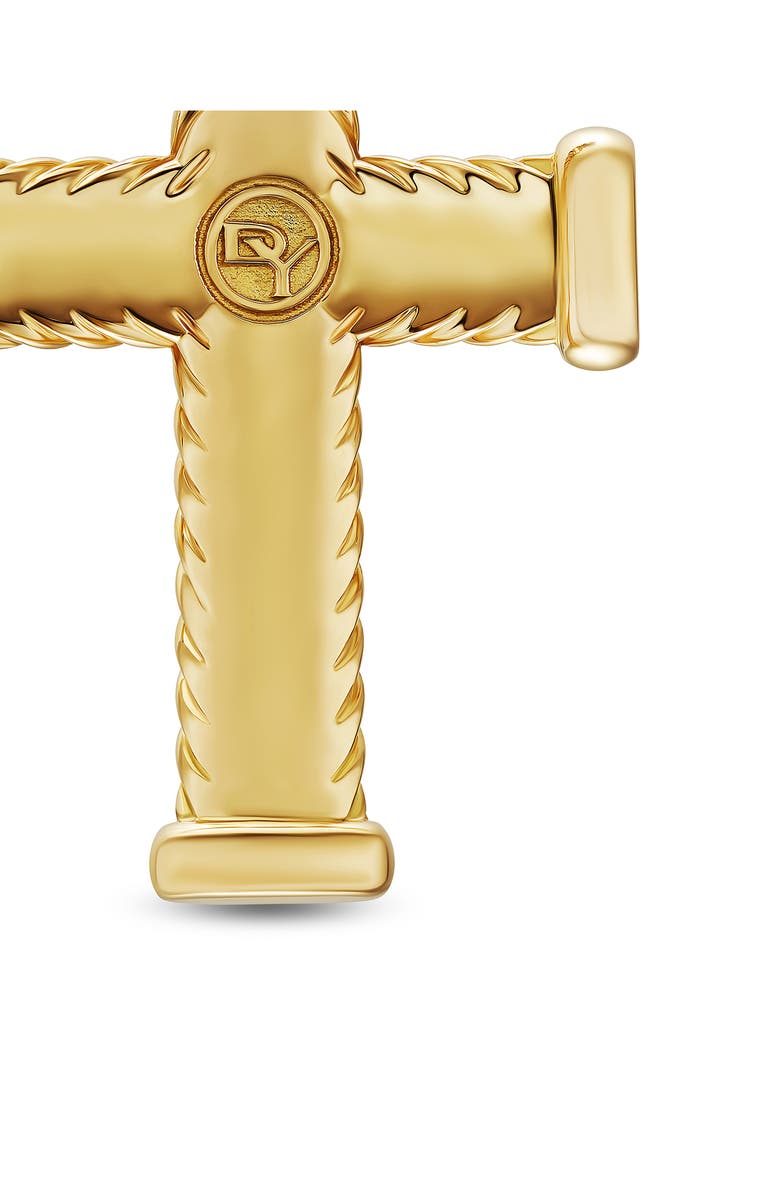 David Yurman Chevron Cross Pendant in 18K Yellow Gold with Diamonds, Alternate, color, 