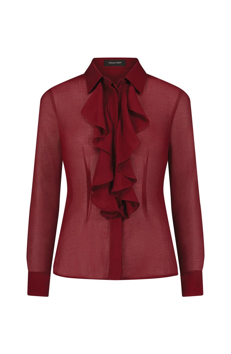 The Noli Shop Georgia Semi-Sheer Blouse, Alternate, color, Burgundy
