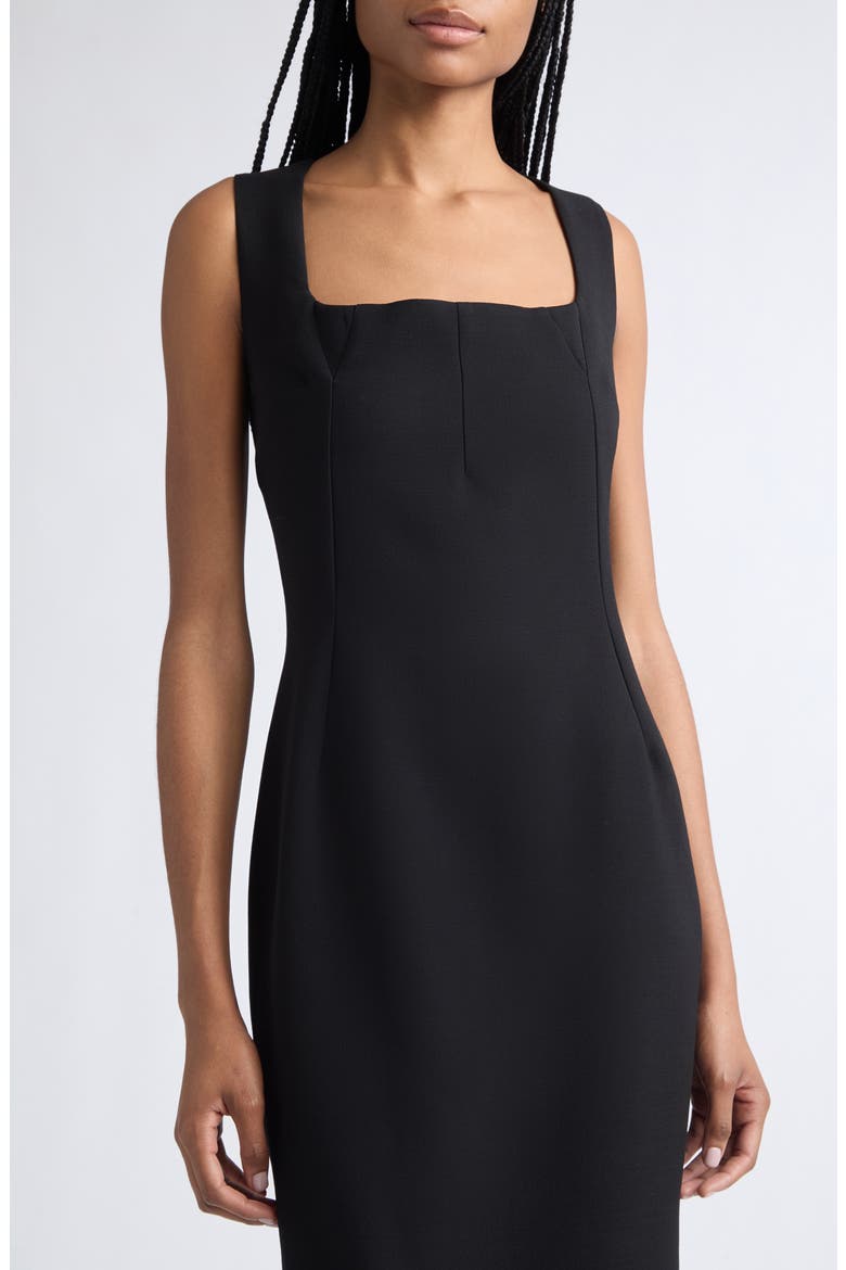 Virgin Wool Double Crepe Dress, Alternate, color, BLACK