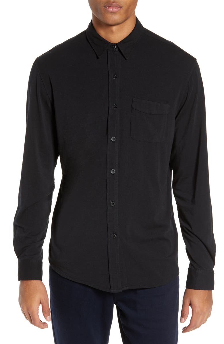 PAIGE Stockton Slim Fit Long Sleeve Jersey Sport Shirt, Main, color, Black