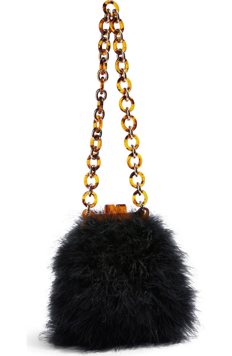 Topshop Marabou Feather Frame Handbag, Main, color,