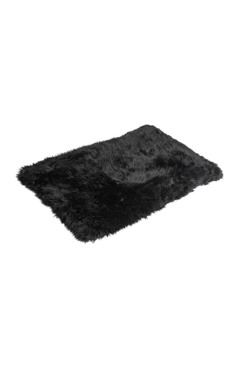 NATURAL New Zealand Rectangular Sheepskin Throw, Alternate, color, Black
