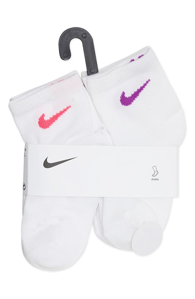 Nike Kids' Metallic 6-Pack Swoosh Quarter Socks, Alternate, color, White