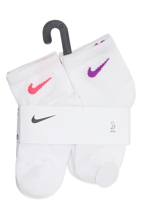 Nike Kids' Metallic 6-pack Swoosh Quarter Socks In White