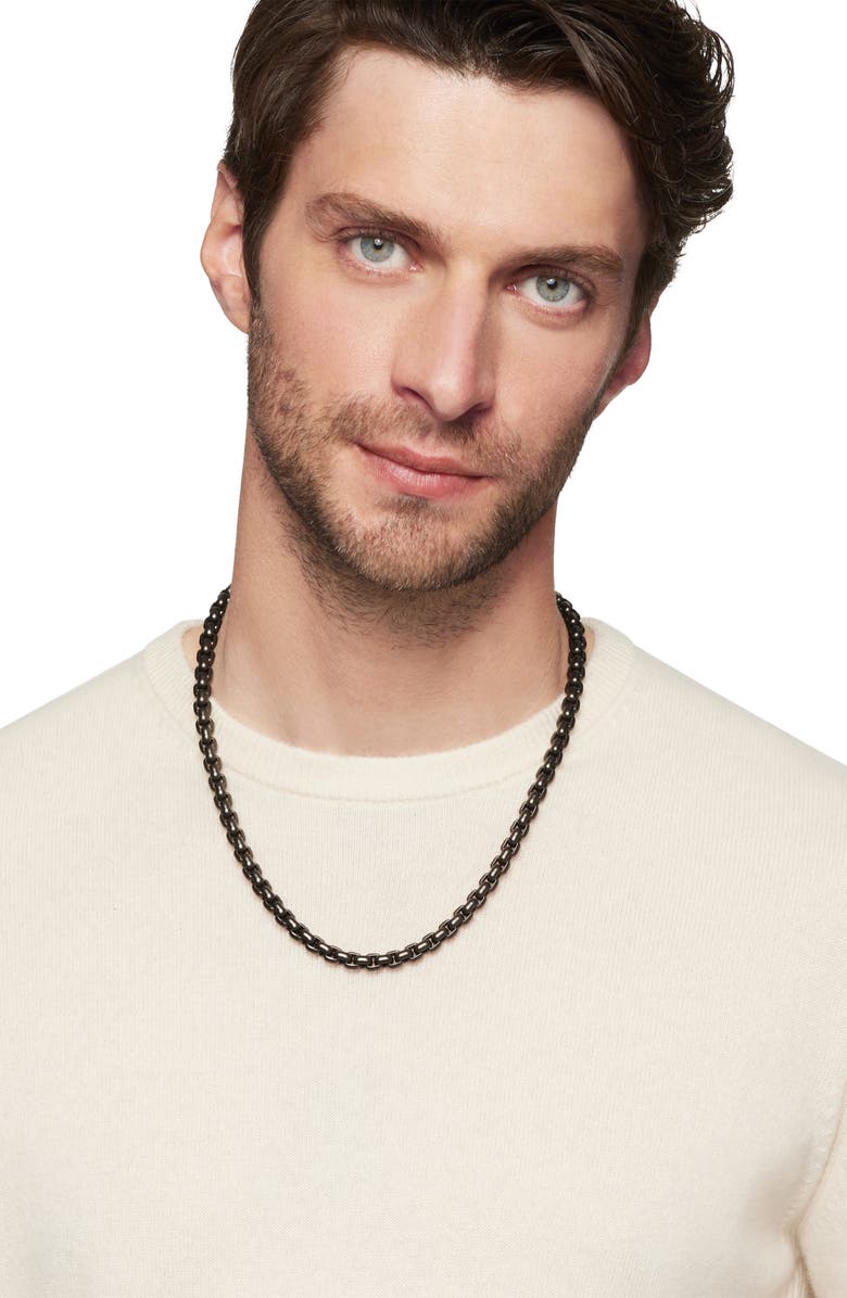 David Yurman Men's Box Chain Necklace with Stainless Steel and Sterling Silver, 7.3mm, Alternate, color,