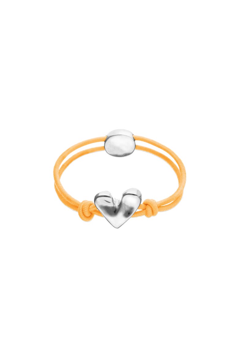 Elastic Thread Bracelet with Sterling Silver Plated Heart, Main, color, Orange