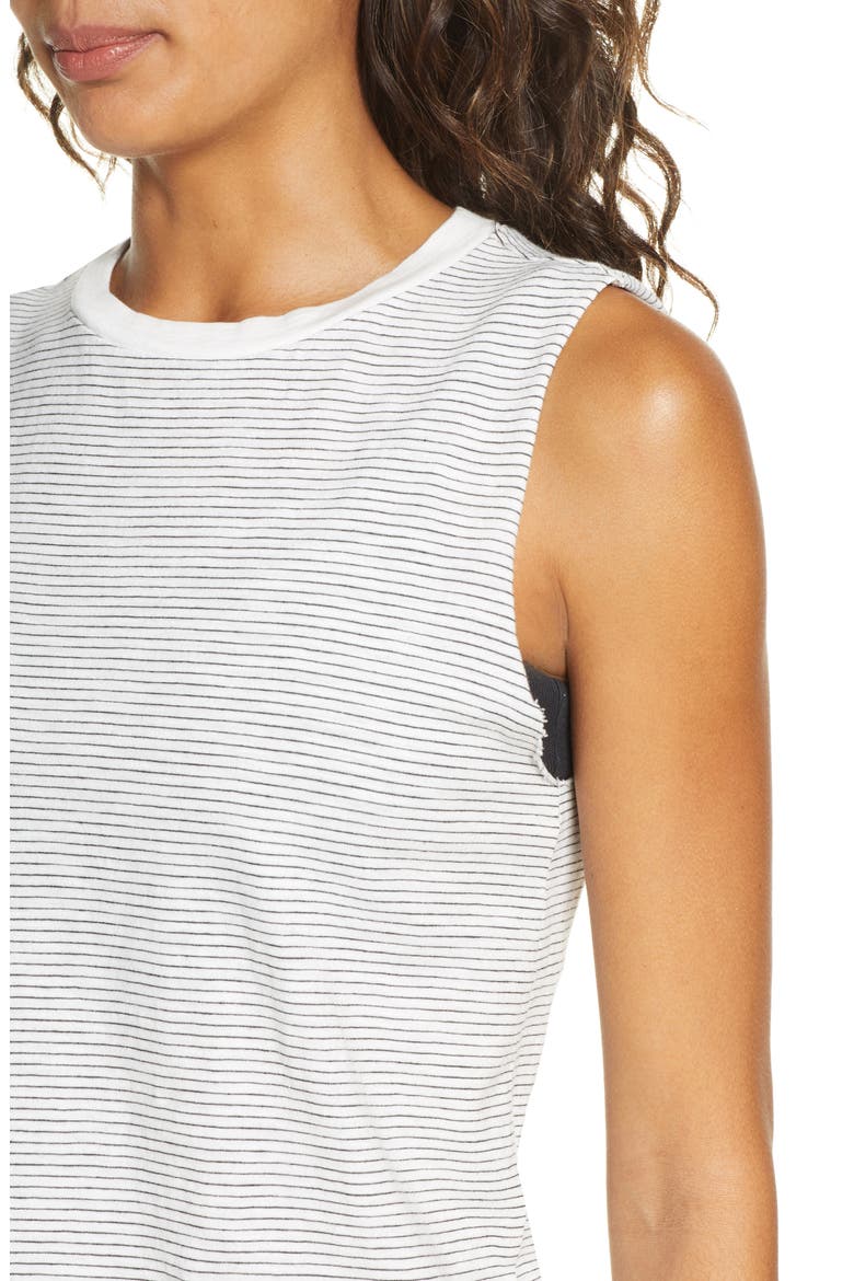 Stripe Open Back Tank Top, Alternate, color, WHITE BLANC