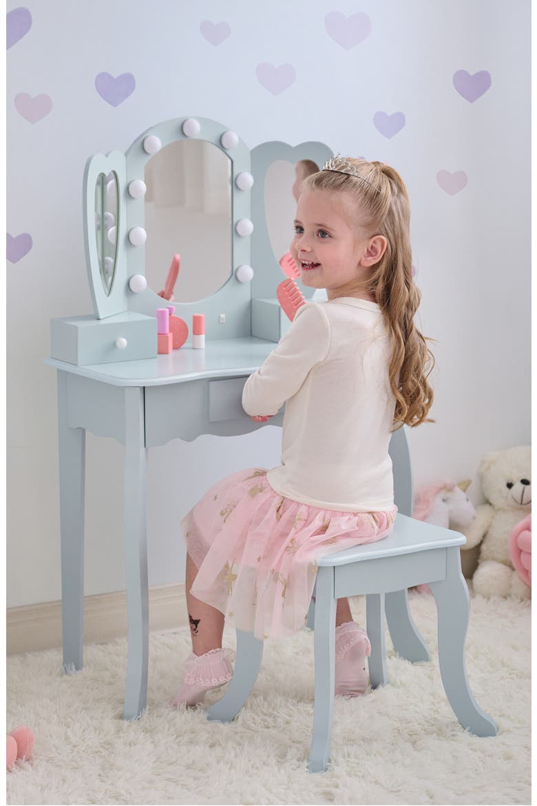 Fantasy Fields Little Princess Vanity Play Set with LED Mirror, Alternate, color, BLUE
