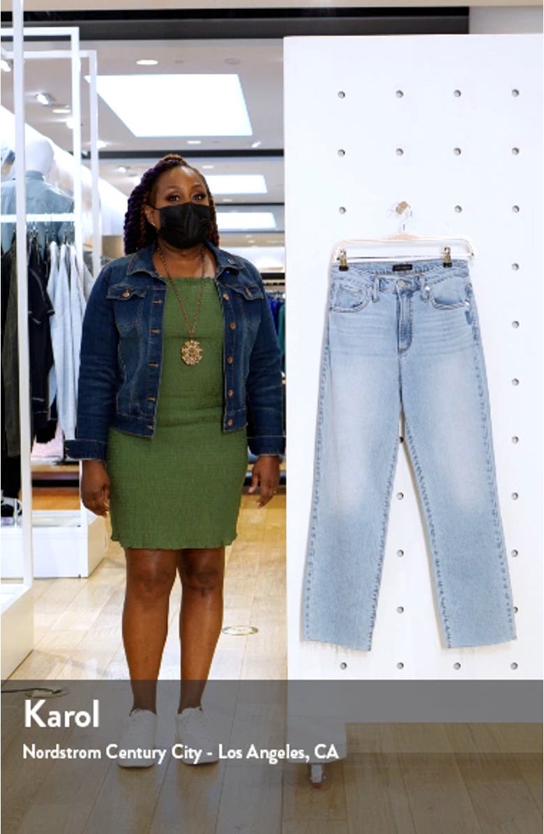 Highly Desirable High Waist Fray Hem Straight Leg Jeans, sales video thumbnail