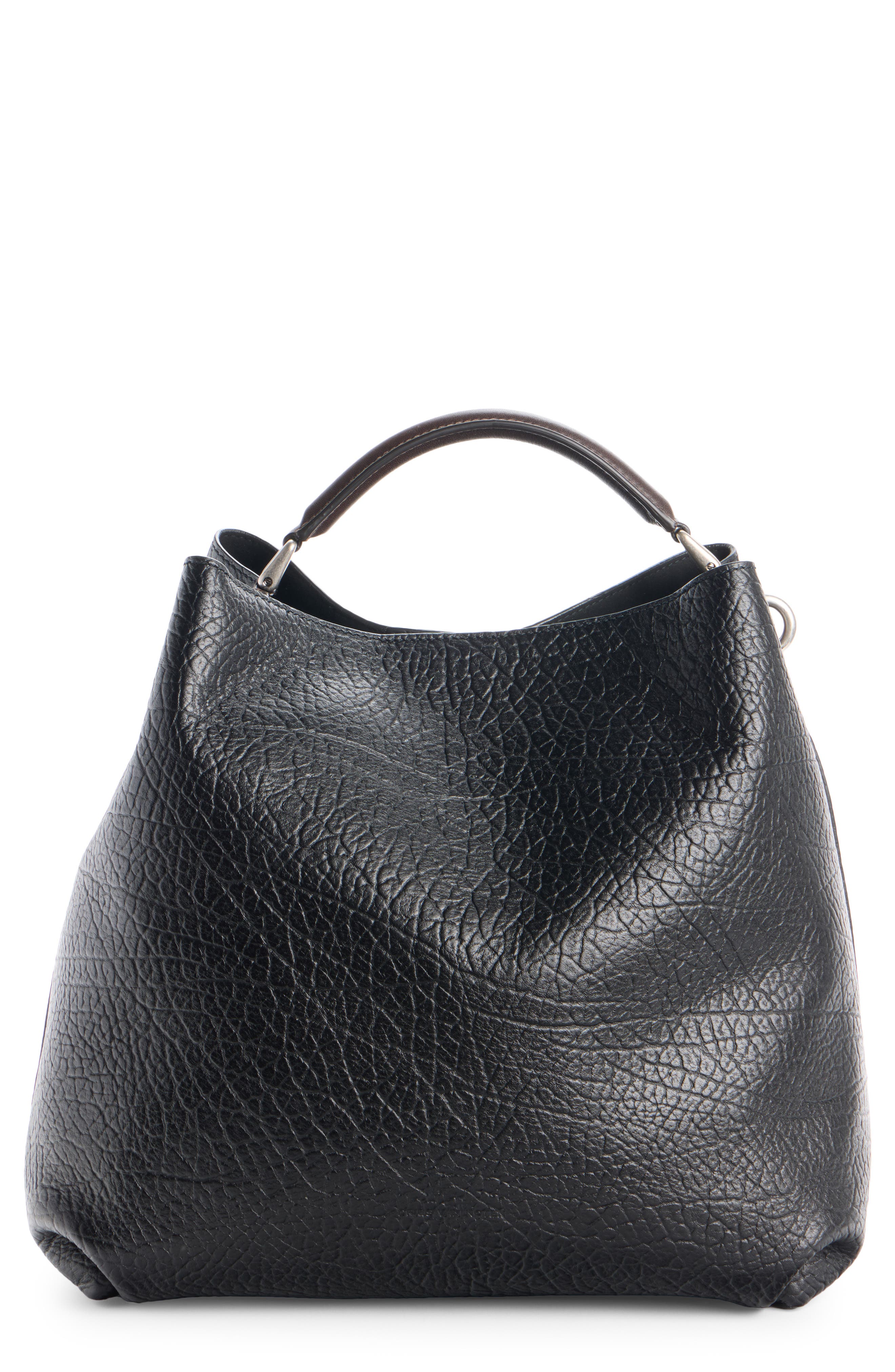 Grip Leather Crossbody Bag, Main, color, BLACK