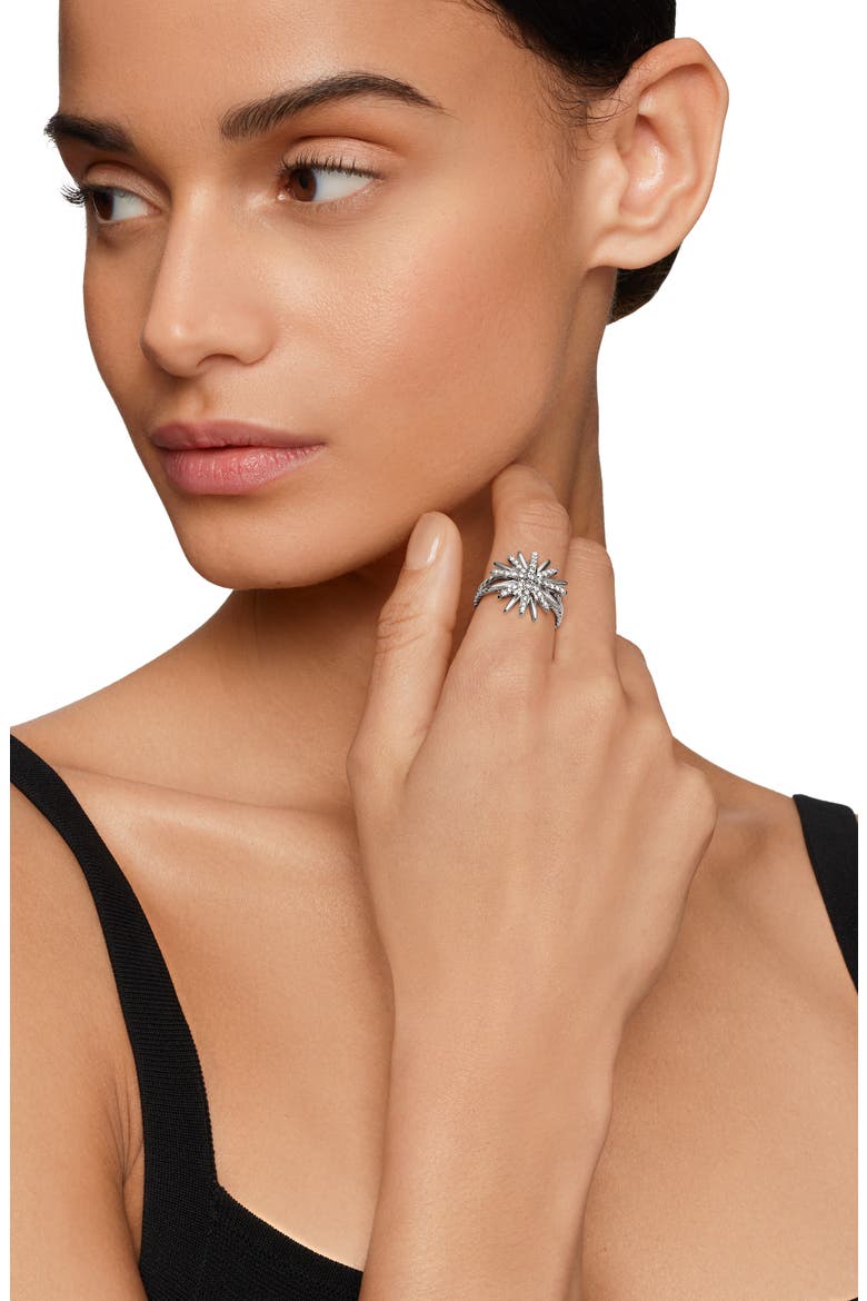 Starburst Ring with Pavé Diamonds, Alternate, color, DIAMOND/ SILVER