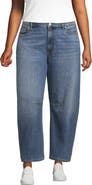 Lands' End Plus Size Soft Denim Mid Rise Relaxed Barrel Ankle Jeans